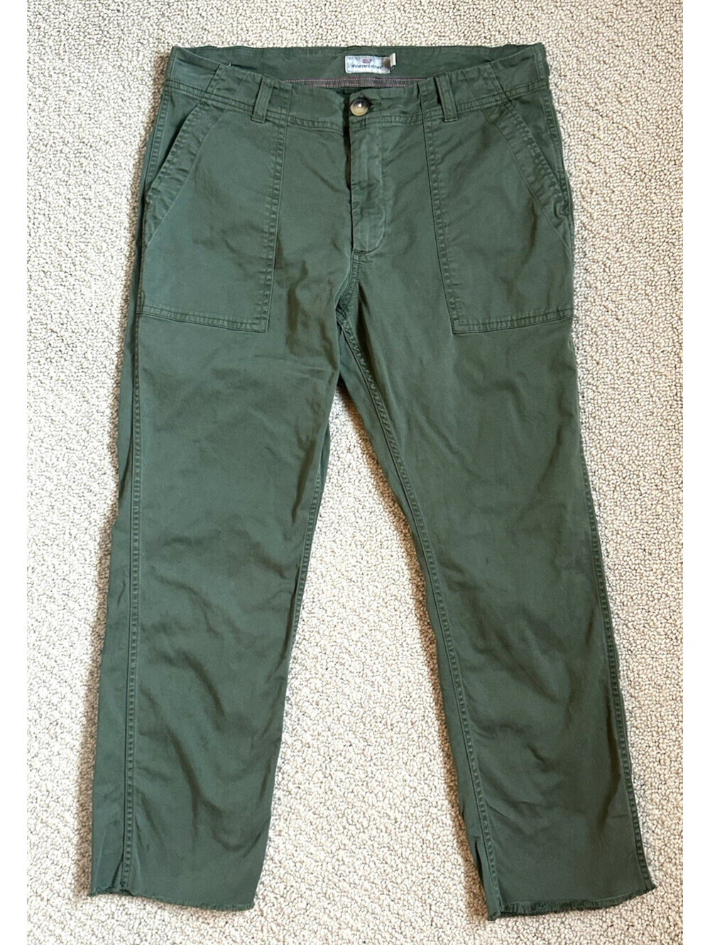 Vineyard Vines womens pants, size 10, ankle with frayed cuffs, army green